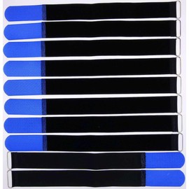 10 x 40 cm x 40 mm Resealable Velcro Cable Ties Blue with Metal Eyelet - Cable Velcro Tape 400 mm Reusable