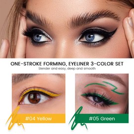 evpct 2Pcs Yellow Green Liquid Wing Eyeliner Stamp Eye Pencil Makeup Sets Waterproof Colored Color Eye Liners Stamps Shapes delineador de ojos contra el agua delineadores de colores para ojos 04&05