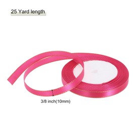 MECCANIXITY 3/8 Inch 25 Yard Wide Satin Ribbon with Gold Edges Border Grosgrain Fabric Ribbon for Gift Wrapping Wedding Bouquet, Rose Red