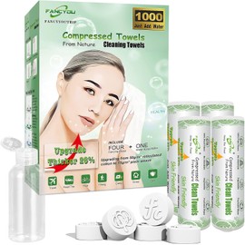 Toalla Facial Desechable Comprimida Toallitas Desmaquillantes - Mini Paños Biodegradables Cara - Wipes Quitar Maquillaje Kit Viaje para Travel Essentials,Belleza Salón(1000 Unidad Verde)