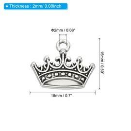 PATIKIL Crown Charm, 60Pcs Mini Crown Pendant Charm Bulk Metal DIY for Jewelry Making Bracelets Earrings Necklace Wedding Crafts Queen, Silver