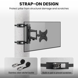 ZeboZap ZZTVA2022 DIY NO Drill Full Motion Gazebo TV Mount | Outdoor TV Mount |Holds 66lbs | Fits 19"-50" TVs | Weatherproof | Black