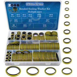 ZDBB 12 Sizes 378 Pcs Bonded Sealing Washer Kit,Automotive Self-Centred AC Seal Metal Rubber Gasket Repair Assortment Set M6 M8 M10 M12 M14 M16 M18 M20 M22 M24 M27 M30 (Metric)
