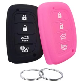 REPROTECTING Silicone Rubber Key Fob Cover Compatible with 2016-2021 Hyundai Elantra Elantra GT Ioniq Sonata Tucson SY5MDFNA433(not for Keys with Eject/flip/fold Buttons) (Black Rose)