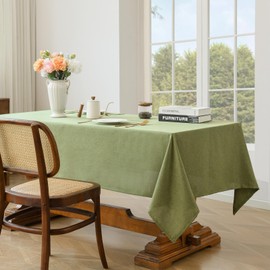 Aoztio Rectangle Tablecloth - 55 x 102 Inch, Wrinkle Resistant Washable Polyester Table Cloth for Kitchen Dinning Tabletop Decoration, Rustic Outdoor Linen Style Tablecloth, 55 x 102 Inchs, Sage Green