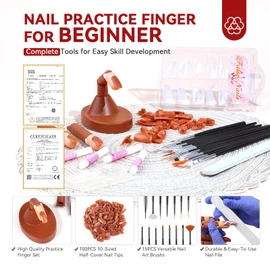 Saviland Acrylic Nail Practice Fingers: Adjustable Nail Practice Hand Fake Mannequin Training Finger Replaceable Nail Tips Nail Art Brush Complete Tool Kit Beginner Home DIY