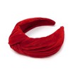 Bowbear Plush Velvet Top Knotted Wide Headbands, Red