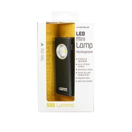 Lighthouse Torches L/HEM10BLKR Rechargable LED Mini Lamp 500Lm with up to 10 hr Run time, Black
