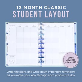 Happy Planner Disc-Bound 12-Month Academic Planner, July 2024–June 2025 Daily and Monthly Planner, Classic Size, Student Layout, Hello Good Times, 72 pages, 2 Sticker Sheets, 7" x 9 1/4"