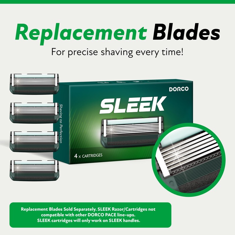 DORCO SLEEK Six Blade Razor System with Multi-Flex Technology, Precision