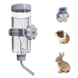LOS ANDES No-Drip Water Bottle/Feeder for Guinea Pigs/Hamsters/Bunnies/Ferrets/Squirrel/Hedgehog/Other Small Pets, Weather Resistant Cage Water Dispenser for Dogs/Cats, 16.9oz, Gray