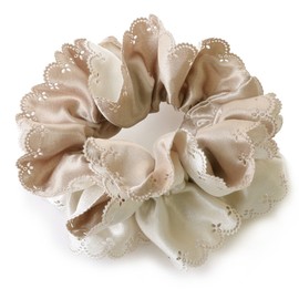 JewelVOX Hair Accessory, Double Color, Lace Cut, Scrunchie, Women's, Stylish, Adult Cute, W Light Brown, Choice