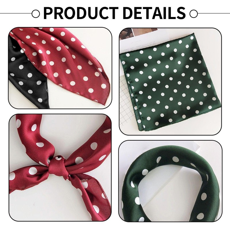 KSBBHDS 3 Stücke Polka Dot Square Schal, Retro Classic Seidenschal,