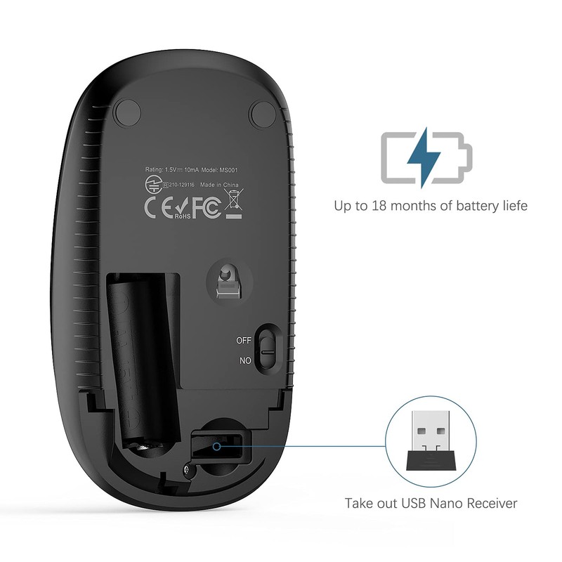 VssoPlor Wireless Mouse, 2.4G Slim Portable Computer Mice with Nano