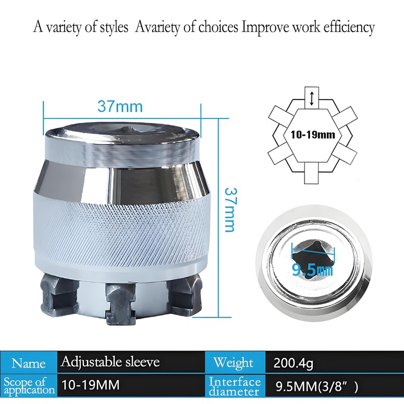 Abruga Universal Multifunctional Socket Sleeve Converter for 3/8" Drive Wrench,