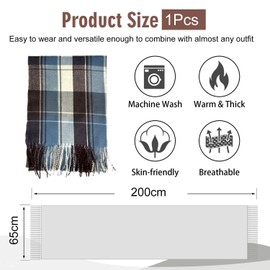 WUFGWBD 1 Piece Plaid Scarf, Retro Scarf, Versatile Scarf, Winter Warm Scarf, Soft Tassel Scarf