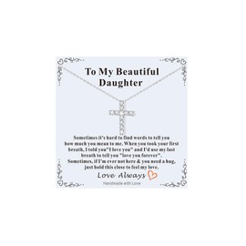 Supcare Silver Cross Necklaces for Women Dainty Womens Choker Necklaces Hypoallergenic Stainless Steel Cross Chain Pendant Religious Jewelry Baptism Gifts