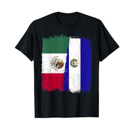 MEXICAN El Salvador Flag Half Mexican El Salvadoria Flag T-Shirt