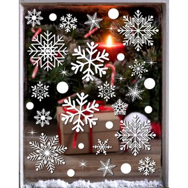 JCFIRE 152Pcs Christmas Snowflake Window Clings Stickers, 8 Sheets Larger Christmas Window Decorations, Christmas Window Clings Holiday Decor, Xmas Decorations for Home School Christmas Party