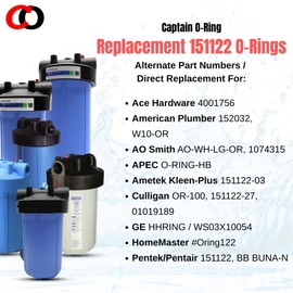 Captain O-Ring 151122 - Anillos tóricos de repuesto compatibles con filtros de agua Pentair Pentek Big Blue Tamaño OEM ORing Buna-N (paquete de 6)