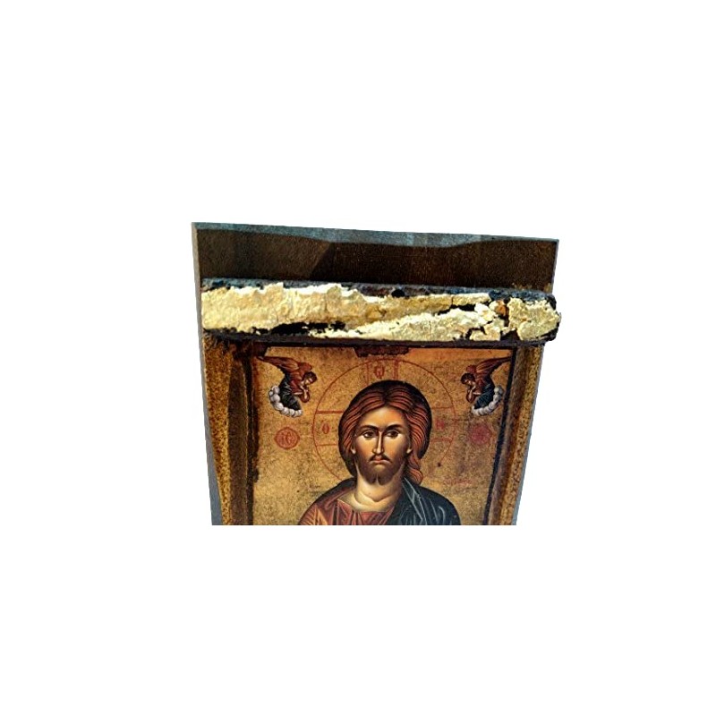 Handmade Wooden Greek Christian Orthodox Mount Athos Icon of Jesus