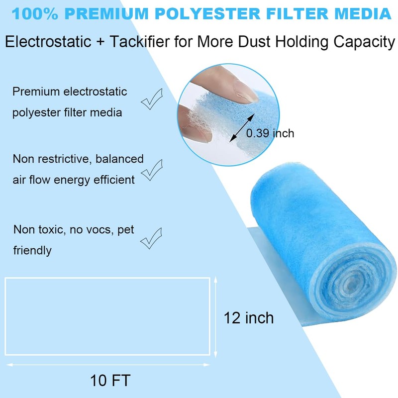 Aisetmoon 10 ft x 11.8 Inches Reusable Air Filter, Cut