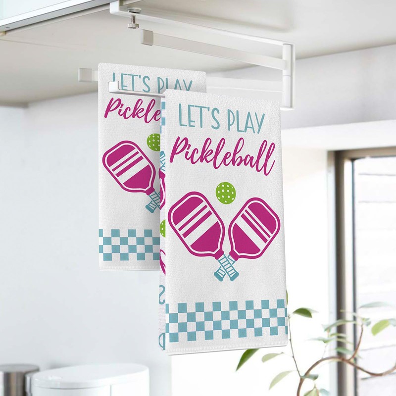 Croar Let's Play Pickleball Kitchen Dish Towels Set of 2,