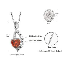 Oskani I Love You to The Moon and Back Necklace for Women, 925 Sterling Silver Heart Birthstone Pendant Necklace Jewelry Anniversary Birthday Gifts for Women Wife Mom Daughter