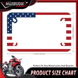 Motorcycle American Flag License Plate Frame Stainless Steel Black Tag Holder Patriotic America Flag Motorcycle Accessory 4 Holes with Screws Nut Caps 7.7" x 4.5 "for Motorcycle Bike
