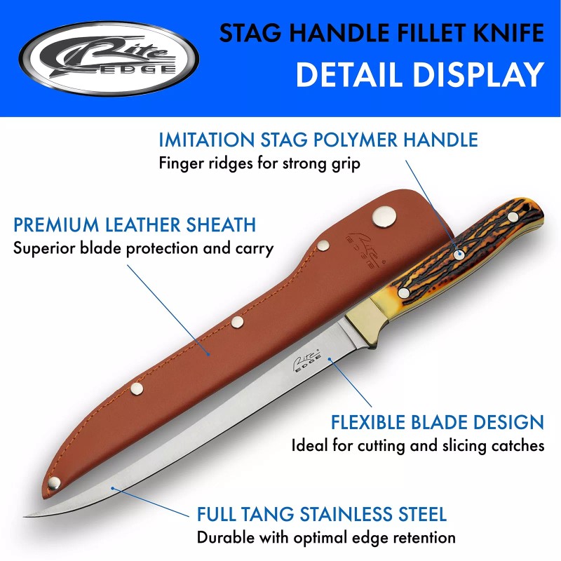 Rite Edge New Rite Edge Fillet Knife Imitation Stag Fixed