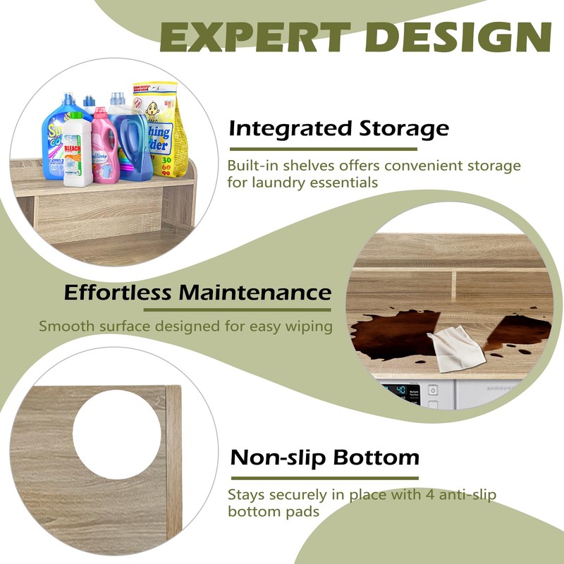 Royxen Laundry Countertop with Storage Universal Fit, Washer and Dryer