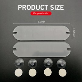 Arwrilt 2 PCS EZ Pass Holder, Windshield Ipass Sticker Holder, Acrylic Transponder Holder, Windshield Sticker Holder with Strong Suction Cups, Universal for Most Toll Passes (Transparent)