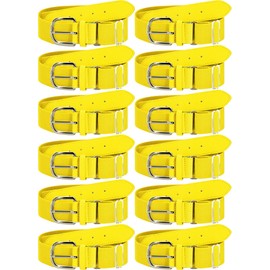 ROLVNHTV 12 Pieces Baseball Belts Yellow Softball Belts Packs Elastic PU Leather Uniform Belt Adjustable Teal Softball Belt Stretch Sports for Man