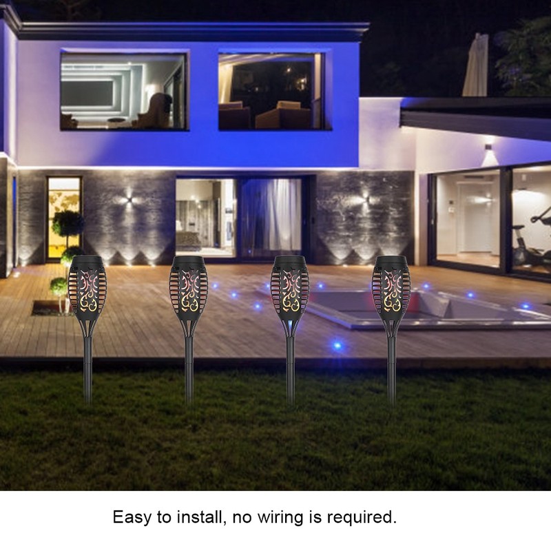 4PCS Solar Power Torch Shaped Flickering Flame Light Outdoor Garden