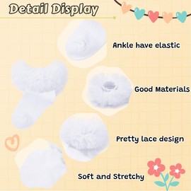 Zando White Ruffle Socks for Toddler Baby Girls Kids Princess Dress Ankle Turn Cuff Double Lace Frilly Cotton Newborn Tutu Little 4-6 Years White
