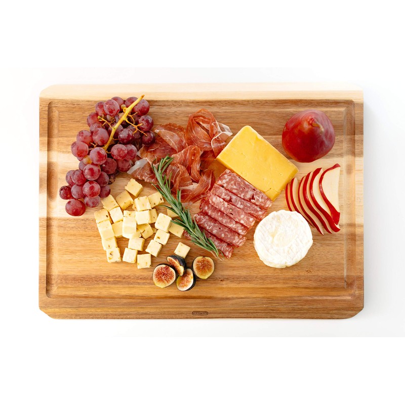 Dexas Angled Acacia Wood Cutting Board with Well, 15 x