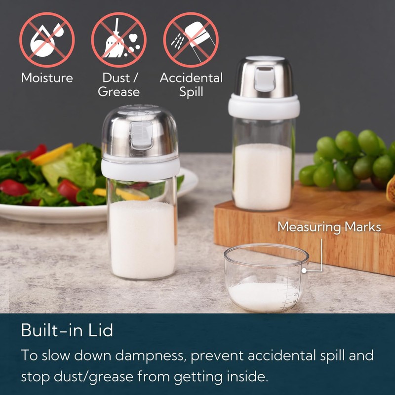 KTCHENDAO 2 in 1 Glass Salt Shaker with Side Pour