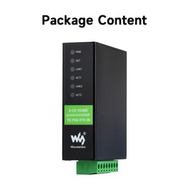 Waveshare 2-Ch RS485 to POE Ethernet Serial Server, 2-Channel RS485 Independent Operation, 2X POE Ethernet Port, Rail-Mount Industrial Isolated Serial Module, Bidirectional Transparent Transmission