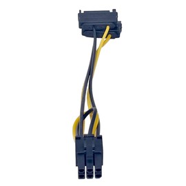 MICRO CONNECTORS 6in 6-Pin PCIe to Dual 15-Pin SATA Power Cable (F04-PCIE6P)