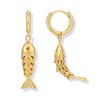 FAUTHENTICUTE 14K Gold Fish Earrings For Women Small Gold Huggie