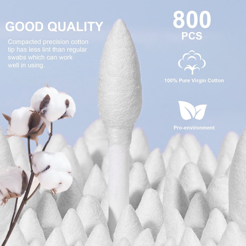 800Pcs Precision Tip Cotton Swabs for Makeup, Double Pointed Tip