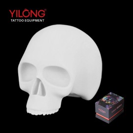 YILONG Tattoo Practice Model Skin White Silicone Skull Training Supplies 10cm x 6cm