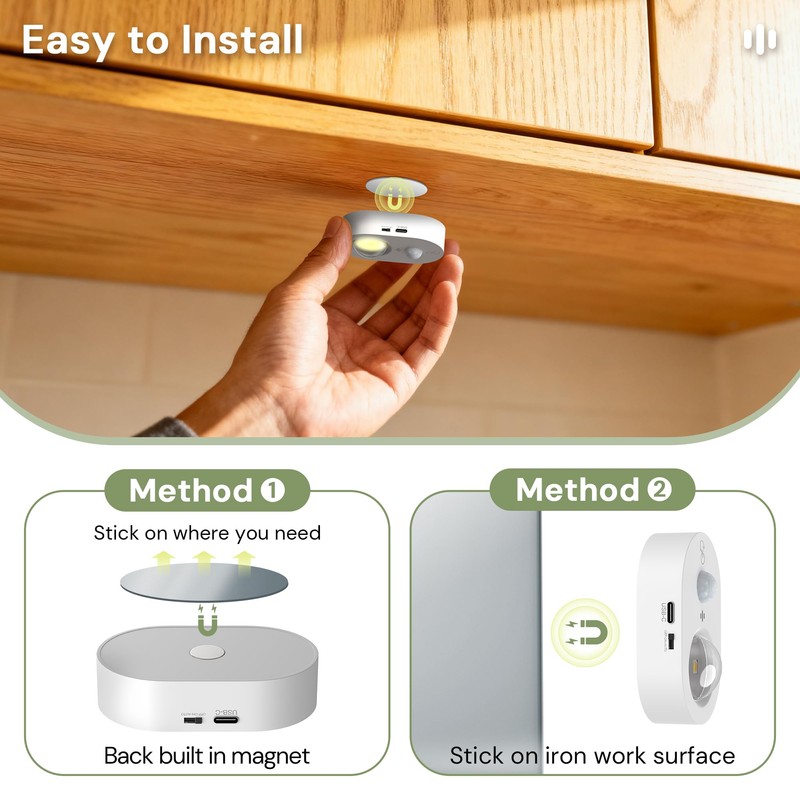 Motion Sensor Cabinet Lighting, Puck Lights with Remote, 6-Pack