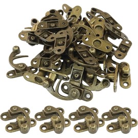20PCS Antique Right Latch Hook - Mini Box Clasp Set with Screws - Bronze Swing Lock for Wooden Boxes Jewelry Cases Crafts DIY Decoration - Vintage Style Metal Hasp 32x27mm