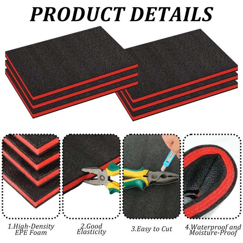 6 Pack Tool Box Foam,Foam Inserts for Cases, 22 x