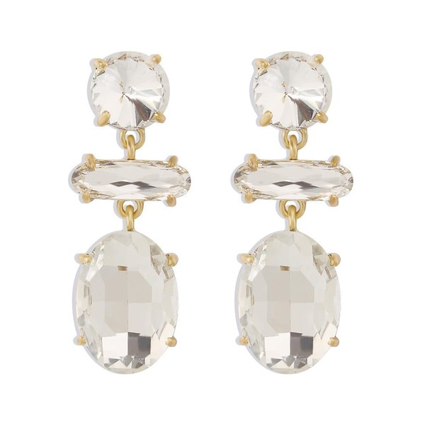TPSEWXL White Gemstone Dangle Earrings - Gold Plated Dangling Natural