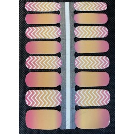 Unbranded Color Nail Polish Strips, 16ct. Orange/pink Chevron READ DESCRIPTION