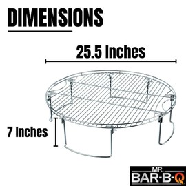 25.5" Fire Pit Grate with Folding Legs, Fits Fire Pits Up to 25 Inches in Diameter, Raised Edges for Even Heat & Secure Platform for Outdoor Food Cooking, BBQ, Camping Grill by Mr. Bar-B-Q #08600YFS