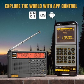 Raddy RF757 APP Control Shortwave Radio, Portable Radio with AM/FM/SW/VHF/UHF/CB/AIR/NOAA Reception, 2500mAh Rechargeable Battery, 1000 Presets,Wired Antenna, Headset, SOS Alert for Emergency