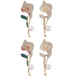 4Packs luxury Colorful Bling Flower Women Pins,
